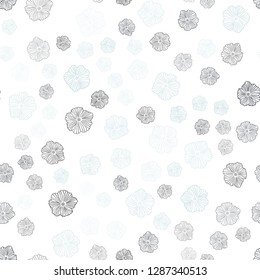 Dark BLUE vector seamless elegant wallpaper with flowers. Decorative design of flowers on white background. Texture for window blinds, curtains.