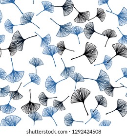 Dark BLUE vector seamless elegant pattern with leaves. Doodle illustration of leaves in Origami style with gradient. Design for textile, fabric, wallpapers.