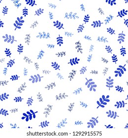 Dark BLUE vector seamless elegant pattern with leaves, branches. An elegant bright illustration with leaves and branches. Design for wallpaper, fabric makers.