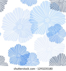 Dark BLUE vector seamless elegant wallpaper with flowers. Flowers in natural style on white background. Design for wallpaper, fabric makers.