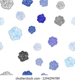 Dark BLUE vector seamless elegant background with flowers. Colorful illustration in doodle style with flowers. Design for wallpaper, fabric makers.