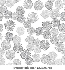 Dark BLUE vector seamless elegant wallpaper with flowers. Abstract illustration with flowers in doodles style. Texture for window blinds, curtains.