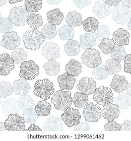 Dark BLUE vector seamless elegant template with flowers. Flowers in natural style on white background. Design for wallpaper, fabric makers.