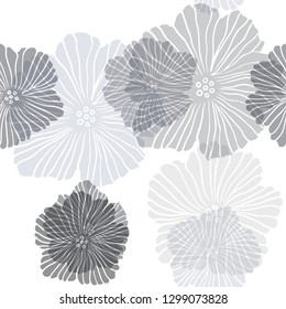 Dark BLUE vector seamless elegant background with flowers. Sketchy doodle flowers on white background. Pattern for trendy fabric, wallpapers.