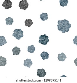 Dark BLUE vector seamless elegant pattern with flowers. Shining colored illustration with flowers. Pattern for design of fabric, wallpapers.