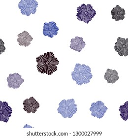 Dark BLUE vector seamless elegant wallpaper with flowers. Colorful illustration in doodle style with flowers. Pattern for trendy fabric, wallpapers.