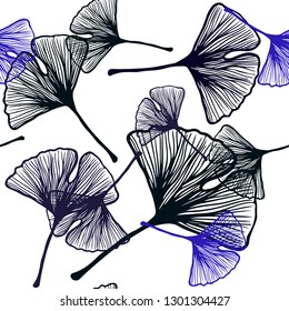 Dark BLUE vector seamless elegant template with leaves. Shining colored illustration with leaves in doodle style. Pattern for trendy fabric, wallpapers.