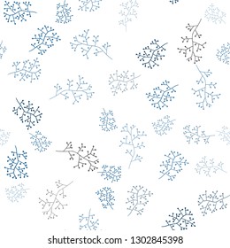 Dark BLUE vector seamless elegant wallpaper with branches. Brand new colored illustration with leaves and branches. Texture for window blinds, curtains.
