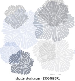 Dark BLUE vector seamless elegant wallpaper with flowers. Illustration with colorful abstract doodle flowers. Template for business cards, websites.