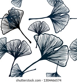 Dark BLUE vector seamless elegant wallpaper with leaves. leaves on blurred abstract background with gradient. Texture for window blinds, curtains.