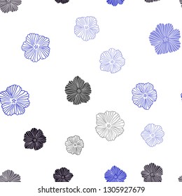 Dark BLUE vector seamless elegant template with flowers. An elegant bright illustration with flowers. Design for wallpaper, fabric makers.