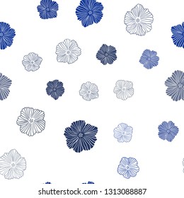 Dark BLUE vector seamless elegant template with flowers. Modern abstract illustration with flowers. Pattern for trendy fabric, wallpapers.
