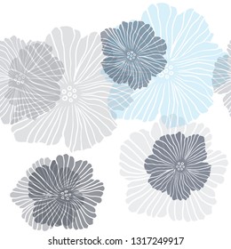 Dark BLUE vector seamless elegant template with flowers. Colorful illustration in doodle style with flowers. Pattern for design of fabric, wallpapers.
