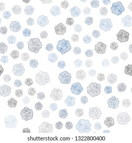 Dark BLUE vector seamless elegant pattern with flowers. Modern abstract illustration with flowers. Pattern for design of fabric, wallpapers.
