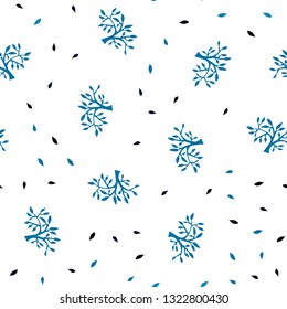 Dark BLUE vector seamless elegant pattern with leaves, branches. Doodle illustration of leaves and branches in Origami style. Template for business cards, websites.