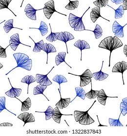 Dark BLUE vector seamless elegant background with leaves. Colorful abstract illustration with leaves in doodle style. Pattern for design of fabric, wallpapers.