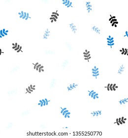 Dark BLUE vector seamless elegant template with leaves. New colorful illustration in doodle style with leaves. Texture for window blinds, curtains.