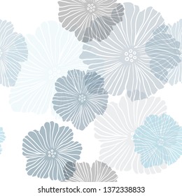 Dark BLUE vector seamless elegant template with flowers. Shining colored illustration with flowers. Template for business cards, websites.