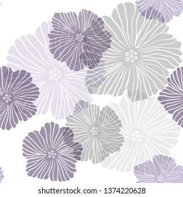 Dark BLUE vector seamless elegant pattern with flowers. Flowers in natural style on white background. Texture for window blinds, curtains.