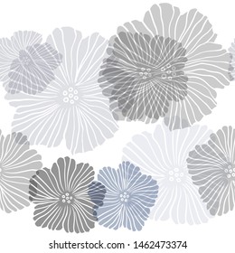 Dark BLUE vector seamless elegant wallpaper with flowers. Flowers with gradient on white background. Design for textile, fabric, wallpapers.