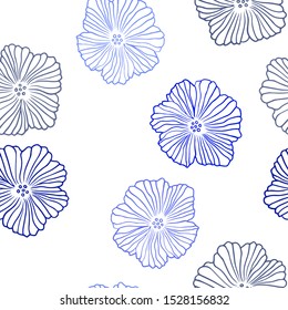 Dark BLUE vector seamless elegant wallpaper with flowers. Colorful illustration in doodle style with flowers. Pattern for trendy fabric, wallpapers.