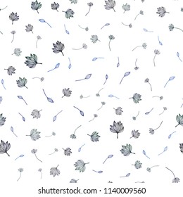 Dark BLUE vector seamless hand painted texture. Doodle illustration of leaves in Origami style with gradient. New template for your business design.