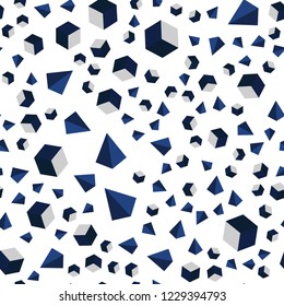 Dark BLUE vector seamless, isometric layout with rectangles, triangles. Illustration with set of colorful triangles, squares. Design for wallpaper, fabric makers.