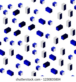 Dark BLUE vector seamless, isometric backdrop with rhombus. Illustration with set of colorful rectangles. Template for business cards, websites.