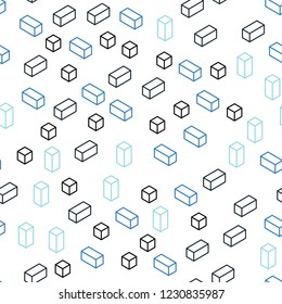 Dark BLUE vector seamless, isometric background with rectangles. Beautiful illustration with rectangles and squares. Template for business cards, websites.