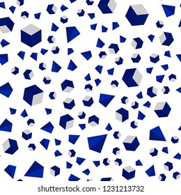 Dark BLUE vector seamless, isometric pattern with polygonal style with cubes. Lines, rhombus with colorful gradient. Design for textile, fabric, wallpapers.