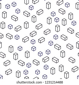 Dark BLUE vector seamless, isometric pattern in square style. Beautiful illustration with rectangles and squares. Design for textile, fabric, wallpapers.