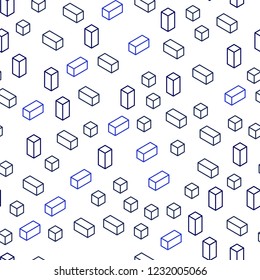Dark BLUE vector seamless, isometric texture in rectangular style. Beautiful illustration with rectangles and squares. Design for textile, fabric, wallpapers.