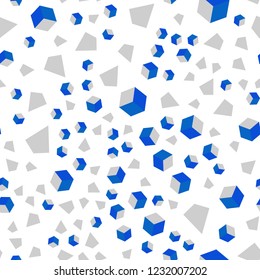 Dark BLUE vector seamless, isometric layout with rectangles, triangles. Abstract gradient illustration with triangles, cubes. Pattern for trendy fabric, wallpapers.