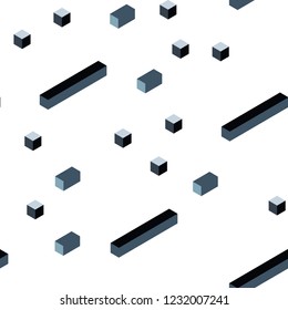Dark BLUE vector seamless, isometric background with rectangles. Decorative design in abstract style with rectangles. Design for wallpaper, fabric makers.