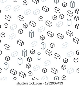 Dark BLUE vector seamless, isometric backdrop with rhombus. Illustration with set of colorful rectangles. Texture for window blinds, curtains.