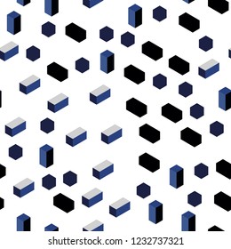 Dark BLUE vector seamless, isometric cover in polygonal style. Illustration with set of colorful rectangles. Pattern for design of fabric, wallpapers.