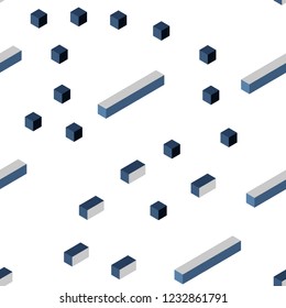 Dark BLUE vector seamless, isometric cover in polygonal style. Beautiful illustration with rectangles and squares. Pattern for trendy fabric, wallpapers.