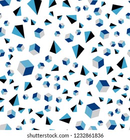 Dark BLUE vector seamless, isometric template with crystals, squares. Lines, rhombus with colorful gradient. Design for wallpaper, fabric makers.
