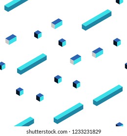 Dark BLUE vector seamless, isometric template with rhombus. Abstract gradient illustration with rectangles. Pattern for trendy fabric, wallpapers.