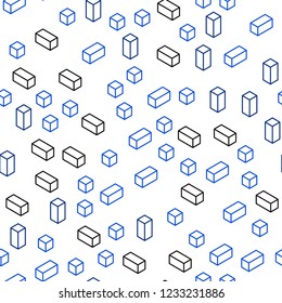 Dark BLUE vector seamless, isometric layout with lines, rectangles. Rectangles on abstract background with colorful gradient. Texture for window blinds, curtains.