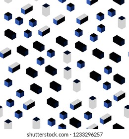 Dark BLUE vector seamless, isometric cover in polygonal style. Modern abstract illustration with colorful rectangles. Design for textile, fabric, wallpapers.