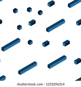 Dark BLUE vector seamless, isometric cover in polygonal style. Rectangles on abstract background with colorful gradient. Pattern for trendy fabric, wallpapers.