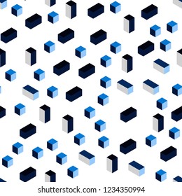 Dark BLUE vector seamless, isometric backdrop with rhombus. Beautiful illustration with rectangles and squares. Template for business cards, websites.
