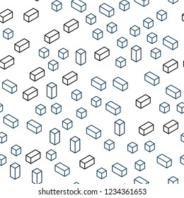 Dark BLUE vector seamless, isometric layout with lines, rectangles. Illustration with set of colorful rectangles. Texture for window blinds, curtains.