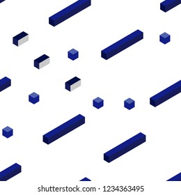 Dark BLUE vector seamless, isometric backdrop with rhombus. Glitter abstract illustration with rectangular shapes. Texture for window blinds, curtains.