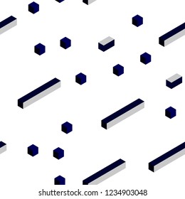 Dark BLUE vector seamless, isometric cover in polygonal style. Modern abstract illustration with colorful rectangles. Template for business cards, websites.