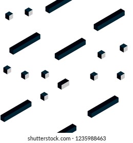 Dark BLUE vector seamless, isometric template with rhombus. Glitter abstract illustration with rectangular shapes. Texture for window blinds, curtains.