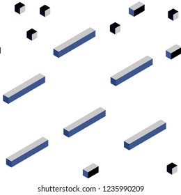 Dark BLUE vector seamless, isometric texture in rectangular style. Glitter abstract illustration with rectangular shapes. Design for wallpaper, fabric makers.