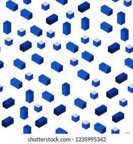 Dark BLUE vector seamless, isometric texture in rectangular style. Abstract gradient illustration with rectangles. Design for textile, fabric, wallpapers.