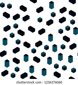 Dark BLUE vector seamless, isometric cover in polygonal style. Illustration with set of colorful rectangles. Pattern for design of fabric, wallpapers.